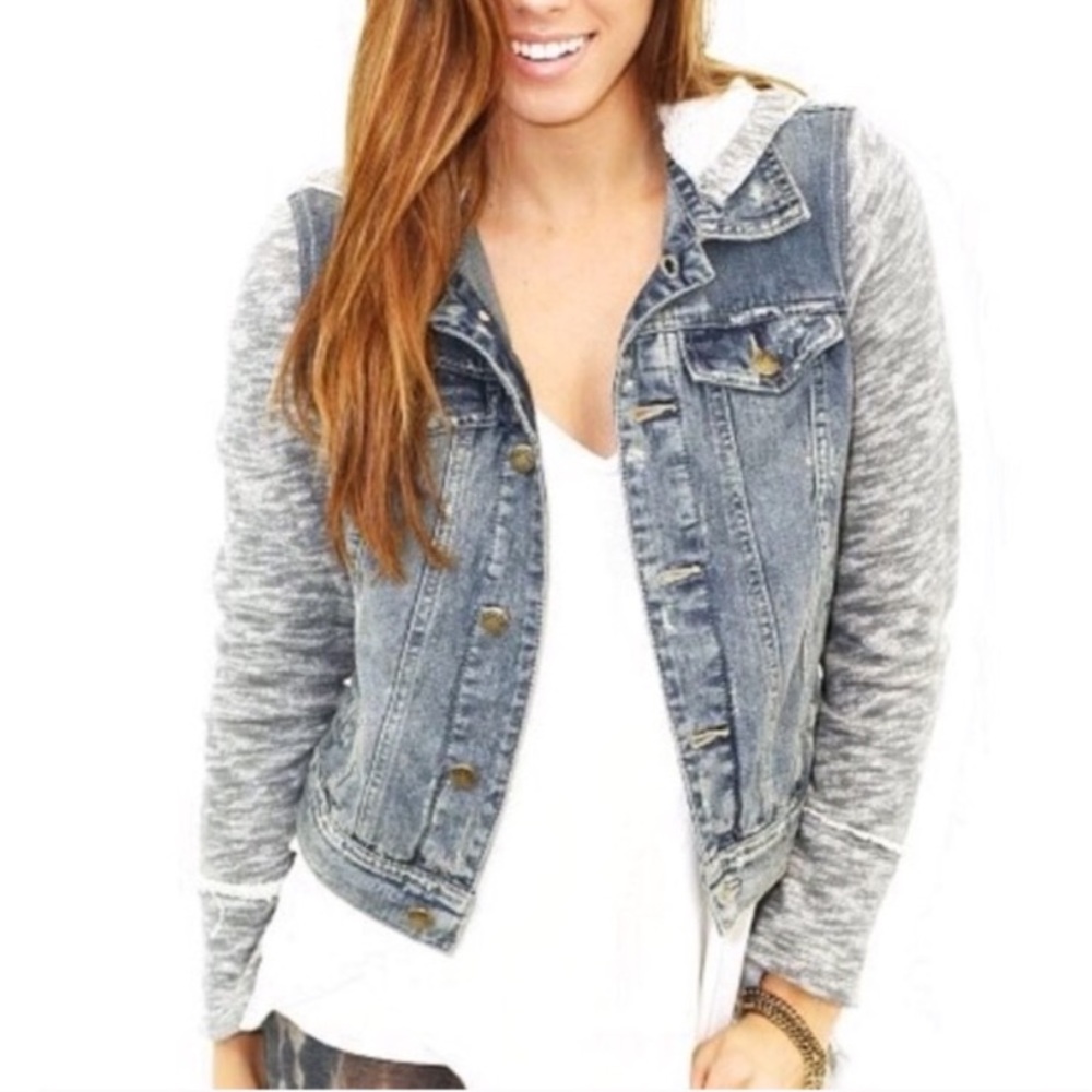 denim and grey free people jacket